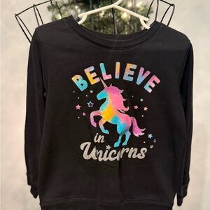 Kids Black Unicorn Sweatshirt